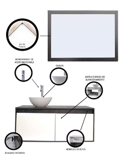 Imagen de Gabinete De Baño Con Lavamanos Y Espejo Decorativo NYON