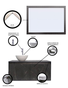 Gabinete De Baño Con Lavamanos Y Espejo Decorativo NYON