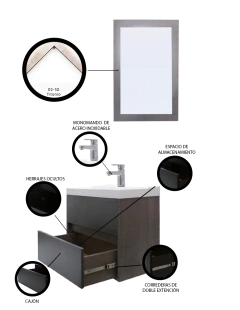 Gabinete Para Baño Con Lavamanos Y Espejo Decorativo SION - tienda en línea