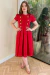 Vestido Midi Retrô Dourado Vermelho P.V