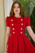 Vestido Midi Retrô Dourado Vermelho P.V - Mustache Store