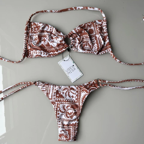 Cortininha invertido com calcinha de argola tropical caramelo - comprar online