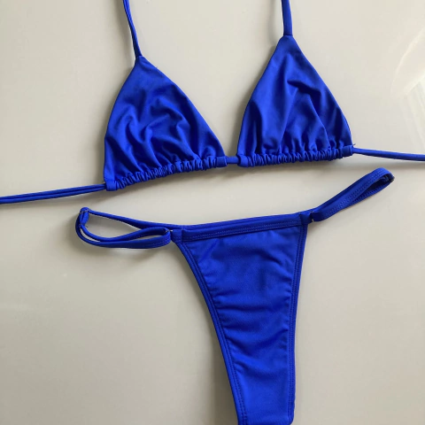Cortininha com calcinha de regulagem semi fio azul caneta