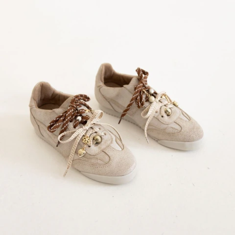 Sneaker Maia em Couro - Areia