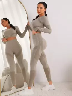 Conjunto Manguinha Vanilha Moda Gringa - Donna Lua Fitness