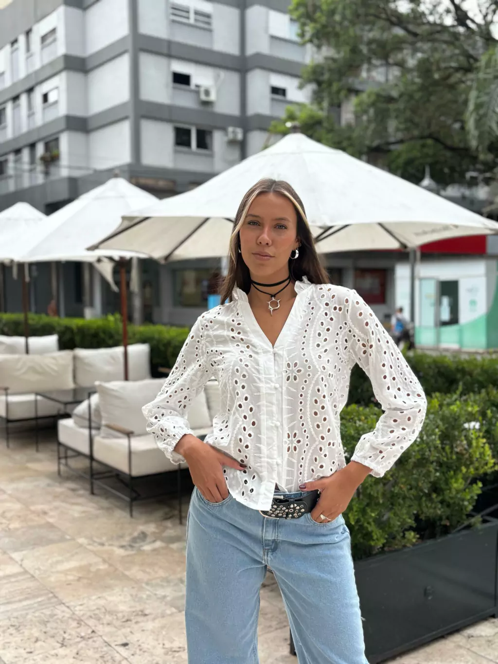 Camisa de broderie AMELIA