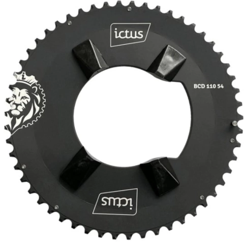 Coroa de bicicleta speed preta Ictus Shimano Ultegra R6800 com 54 dentes e BCD 110