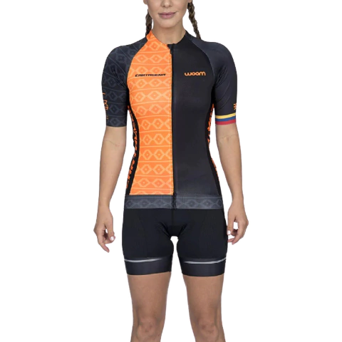 Camisa Ciclismo Feminina Woom Supreme Cartagena (Laranja)