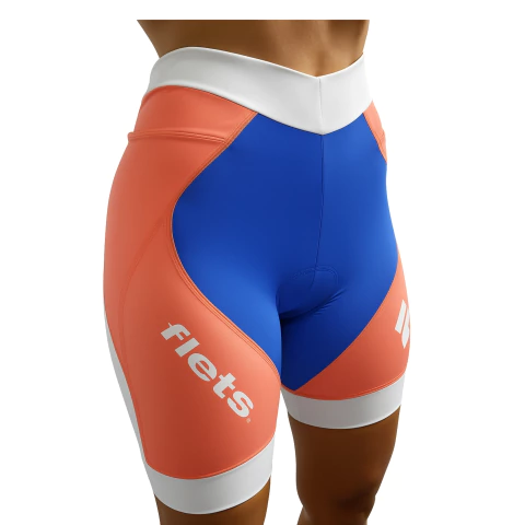 Bermuda Triathlon Feminina Flets Multisport – Azul/salmao/Branco - comprar online