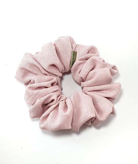 Scrunchie Linho Rústico - Rosa Claro