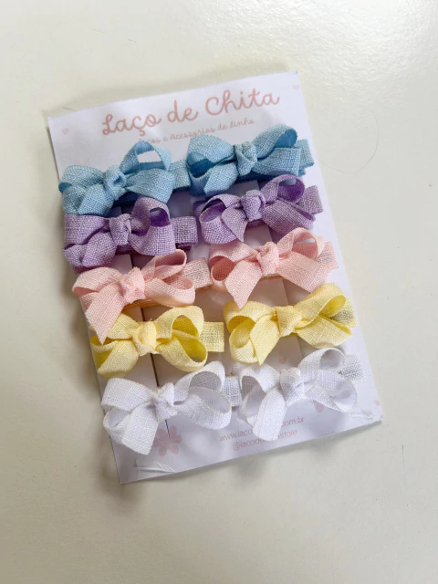 Kit Linho Rústico Mini Boutiques 10 unidades - 4cm cada - Laço de Chita