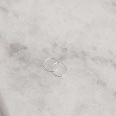 Duo (dupla) de brincos coração e argola - comprar online