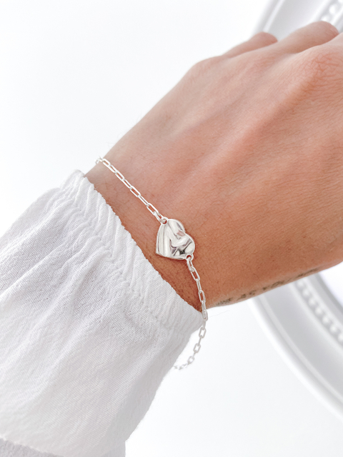 Pulseira coração ondulado