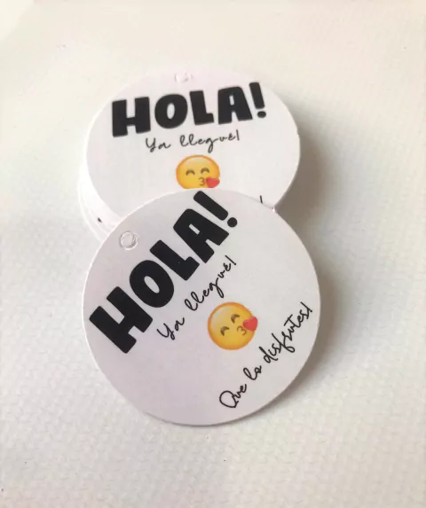 TAGS Hola Emoji ! - Laminadas BRILLO - BIFAZ