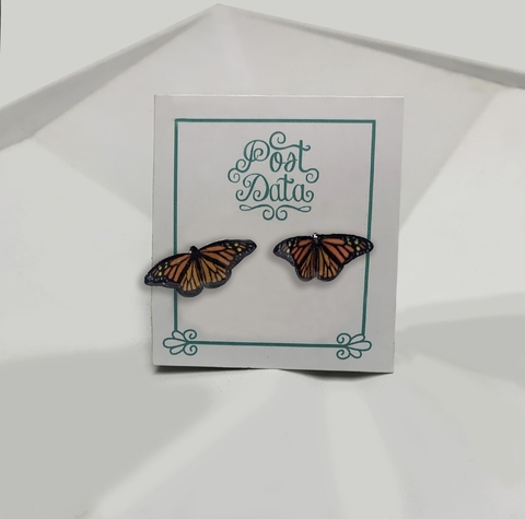 Aretes de mariposa monarca 2 (broqueles)