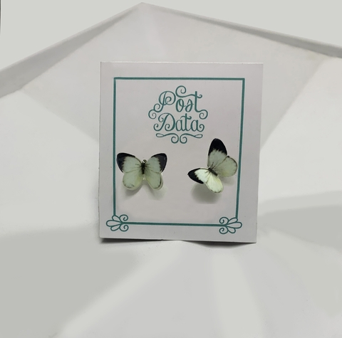 Aretes de mariposa blanco y negro (broqueles)