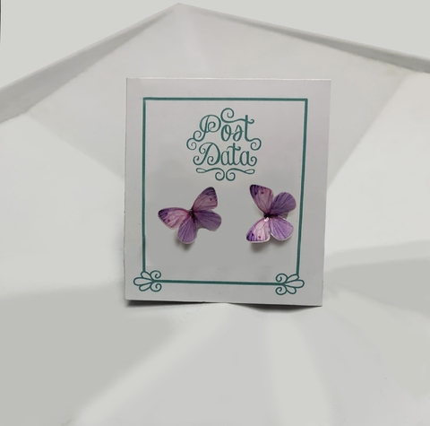 Aretes de mariposa color orquídea (broqueles)