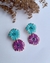 Brinco flor dupla - azul e roxo