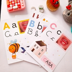 Alfabetário Clean com Boquinhas Articulatórias - Bastão ou 4 formatos das letras