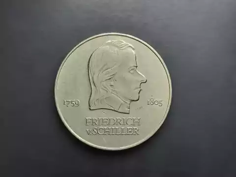 Alemanha Oriental (DDR), 20 Marcos, 1972, Sob, Comemorativa Friedrich Von Schiller, Cobre-Zinco-Níquel, 33mm