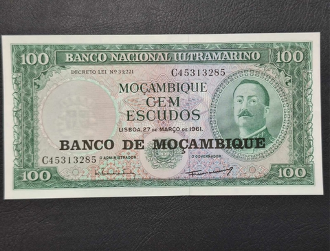Moçambique, cédula 100 escudos, 1976, FE, 168x85mm - comprar online