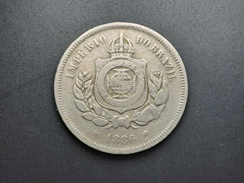 V028 - Moeda de 100 réis de 1886, BC/MBC, cuproníquel, 27mm - comprar online