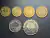 Líbia, set com 6 moedas, 1 e 5 dirham (1975 e 1979), 10 dirham 1975 e 50 dirhan 1979, Sob/FC