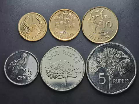 Seichelles, set com 6 moedas, de 1 cent a 5 rupees, 2010-2014, FC