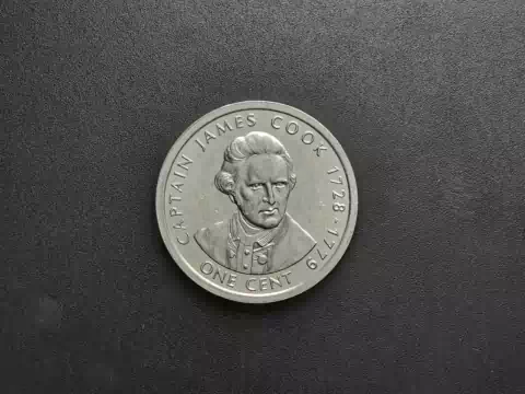 Ilhas Cook, 1 cent, 2003, FC, Comemorativa 275º Aniversário do nascimento de James Cook, alumínio, 21,9mm
