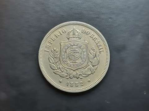 V012 - Moeda de 100 réis de 1882, data emendada, Sob, cupro níquel, 27mm