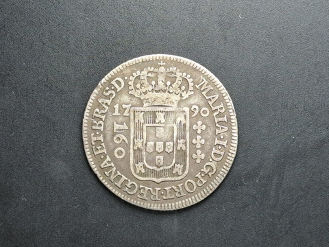 P345 - Moeda de 160 réis de 1790, MBC+, coroa baixa, variante valor e florões sem ponto, prata 917, 4,4gr, 24mm