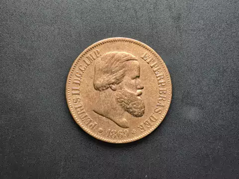 B788 - Moeda de 20 réis de 1869, Sob, bronze, 25mm