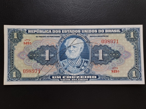 C009 - Cédula de 1 cruzeiro, de 1944, FE, autografada