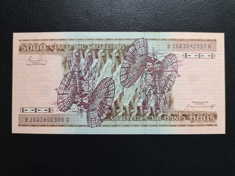C168 - Cédula de 5000 cruzeiros, de 1984, Sob/FE