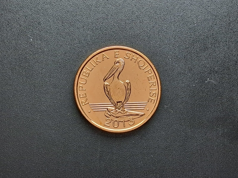 Albânia, 1 lek, 2013, FC, aço/cobre, 18,1mm, pelícano dálmata