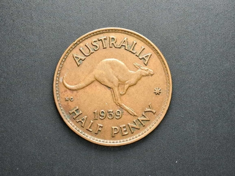 Austrália, Half Penny, 1939, MBC/Sob, bronze, 31mm