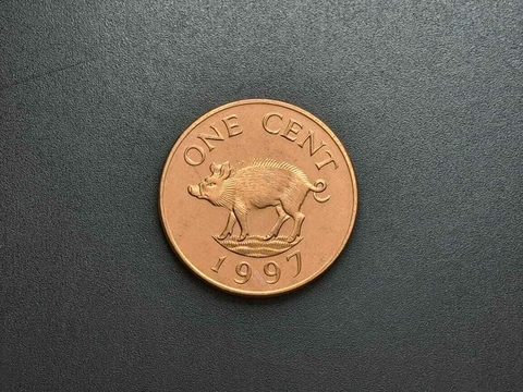 Bermuda, One Cent, 1997, Sob, zinco/cobre, 19mm