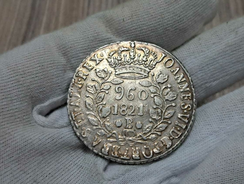 P463 - Moeda de 960 réis de 1821 Bahia, data emendada de 1820, prata 917, 26,7gr, sobre 8 Reales México FF, 1780?, Carlos III bem visível