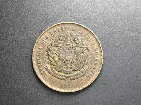 B808 - Moeda de 20 réis de 1904, MBC/Sob, bronze, 25mm