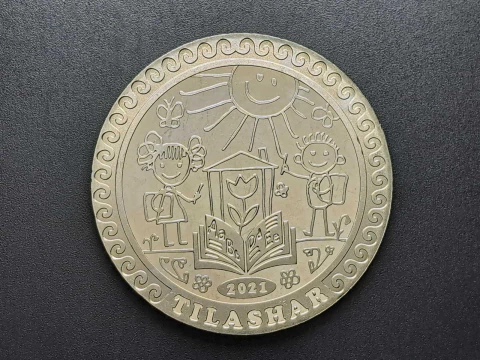 Cazaquistão, 100 Tenge, 2021, FC, Comemorativa Ritos, jogos nacionais, Tilashar, alpaca, 31mm - comprar online