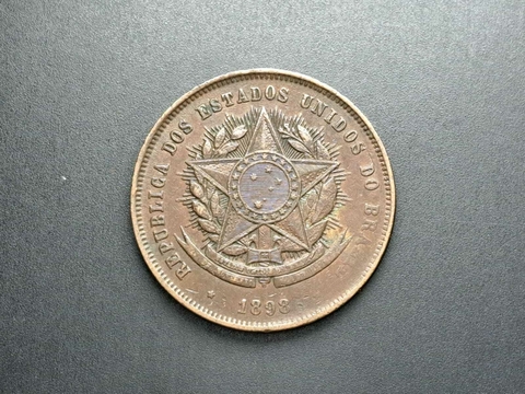 B804 - Moeda de 20 réis de 1898, Sob, bronze, 25mm - comprar online