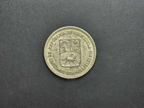 Venezuela, 25 cêntimos, 1954, Prata 835, 1,25gr, 16mm - comprar online