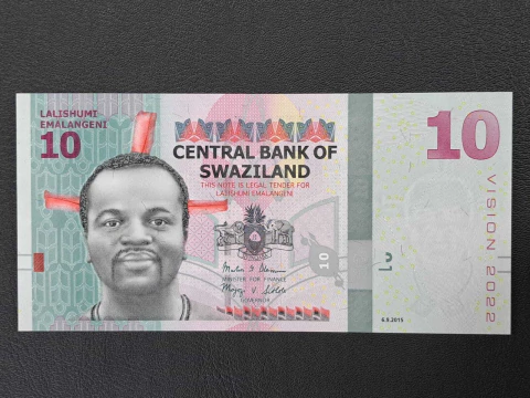 Suazilândia, cédula de 10 Emalangeni, 2015, FE, Comem. Visão 2022, híbrido papel/polímero, 144x70mm - comprar online
