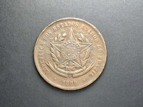 B798- Moeda de 20 réis de 1889, MBC+, bronze, 25mm - comprar online