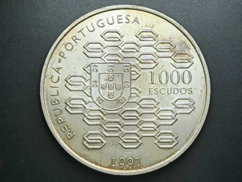 Portugal, 1000 escudos, 1997, Comem. Bicentenário do Crédito Público, prata 500, 28gr, 40mm - comprar online
