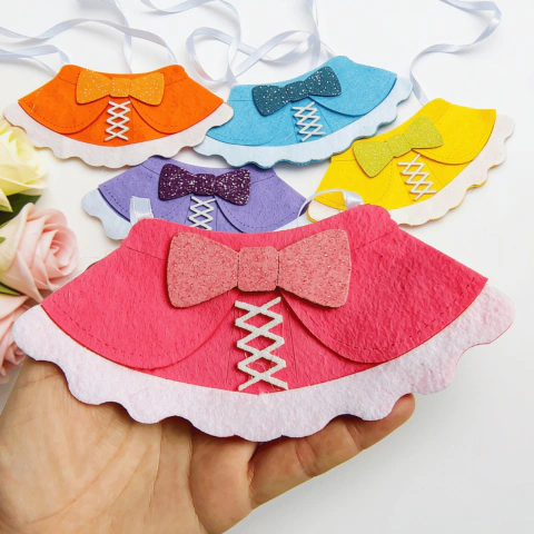 Bandana Pet Feltro Saia Vestido - 5 Unidades (1 de cada cor)