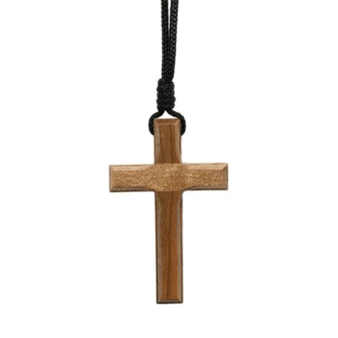 Colar Cordão Crucifixo Madeira Coroinha sem Cristo