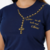 Blusa T-Shirt Pérolas Livrai Me De Todo Mal Azul Marinho - comprar online