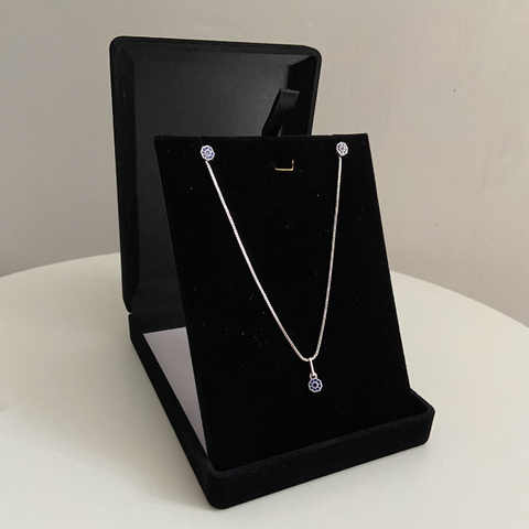 CONJUNTO MINI REDONDO CRAVEJADO AZUL PRATA