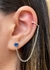 Brinco Coração Safira com Piercing Fake - Prata 925